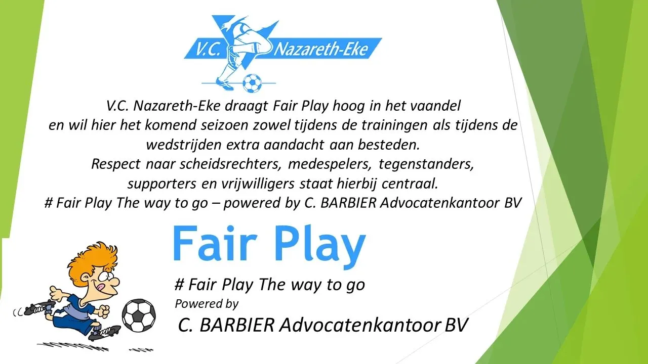 Fair Play, the way to go: V.C. Nazareth-Eke draagt fair play hoog in het vaandel